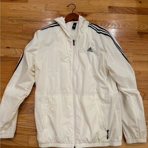 Adidas Men's Cream Windbreaker with Black Accents